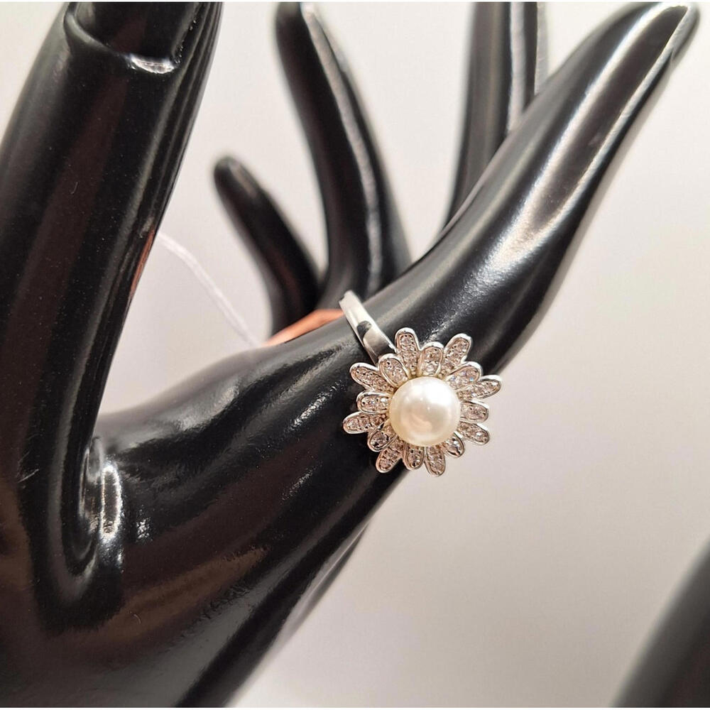 Freshwater Pearl 925 Sterling Silver Sunburst Ring Size 9 New Without Box